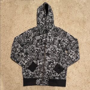 VINTAGE 3M REFLECTIVE STUSSY GRAFFITI PRINT ZIP UP HOODIE SWEATER 90/00